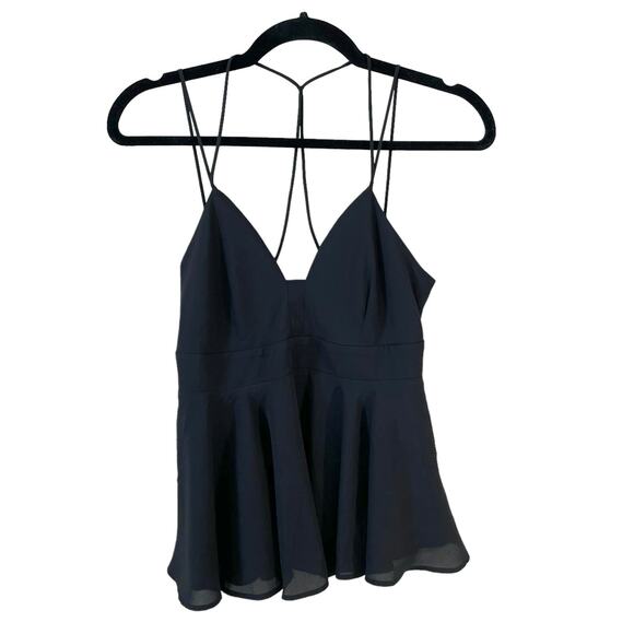 Express Womens Strappy VNeck Babydoll Cami Tank Top Black S Fairy Whimsigoth Y2K - Picture 1 of 10